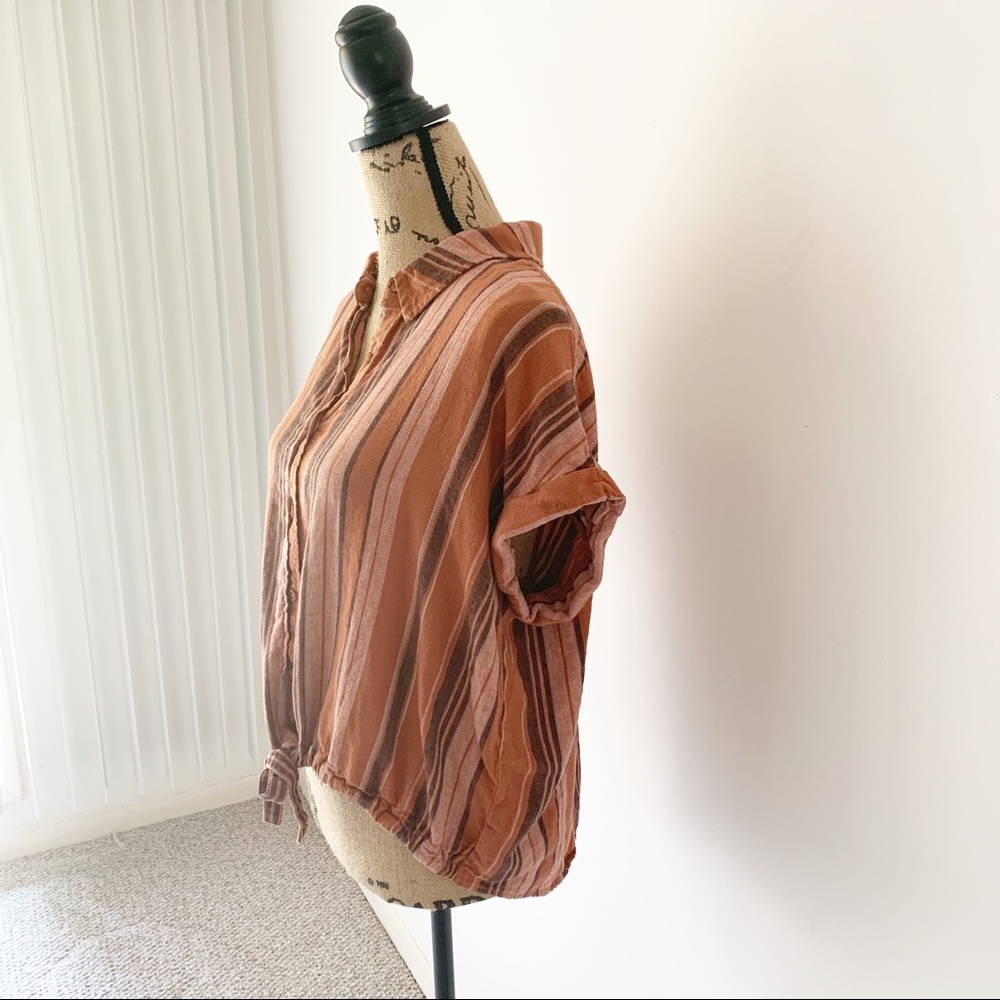 Sanctuary Borrego Tie Shirt in Sierra Stripe Sz L - Picture 4 of 8